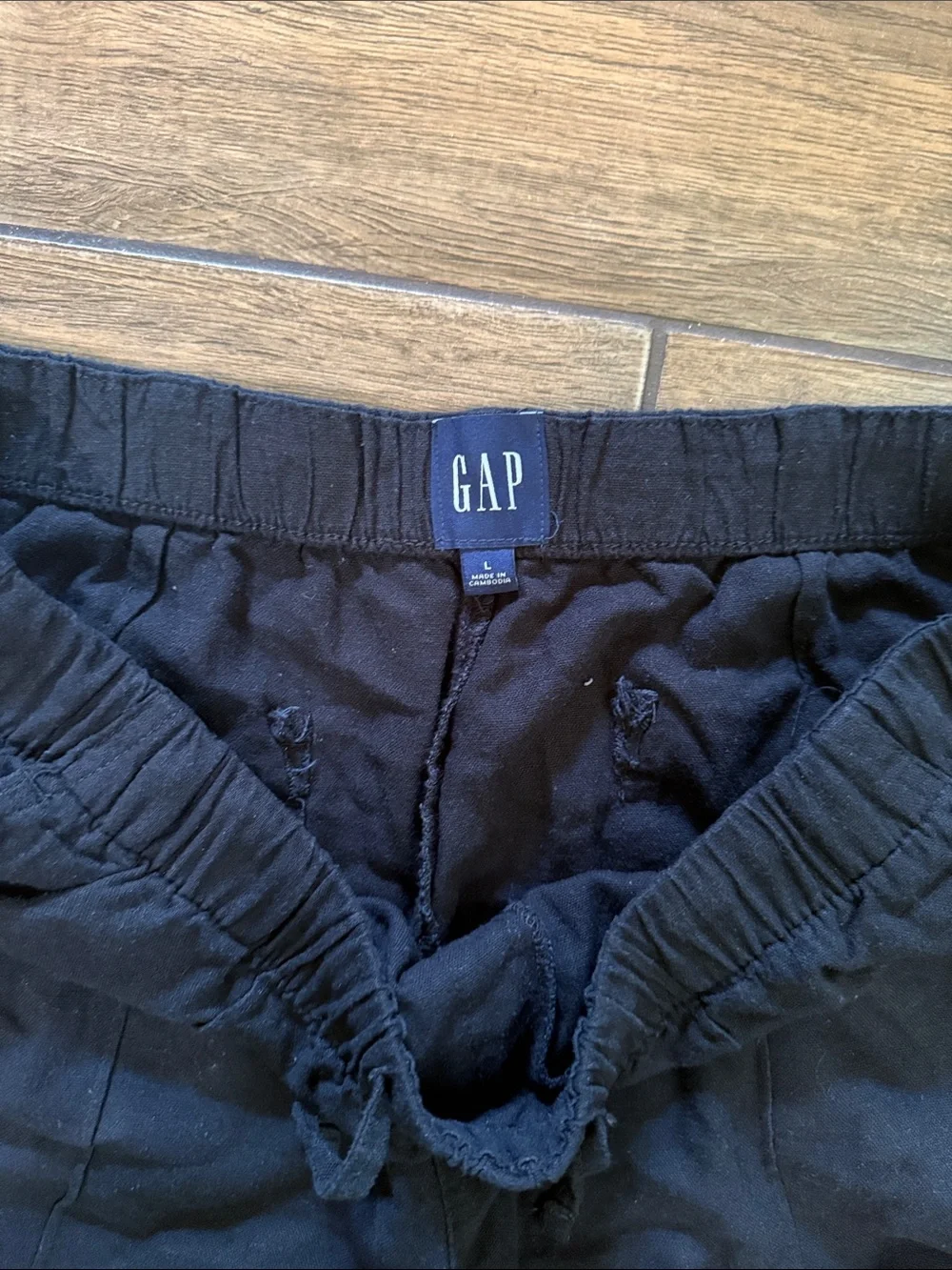 Gap Women's Linen Blend Pull-On Pant Size L Black